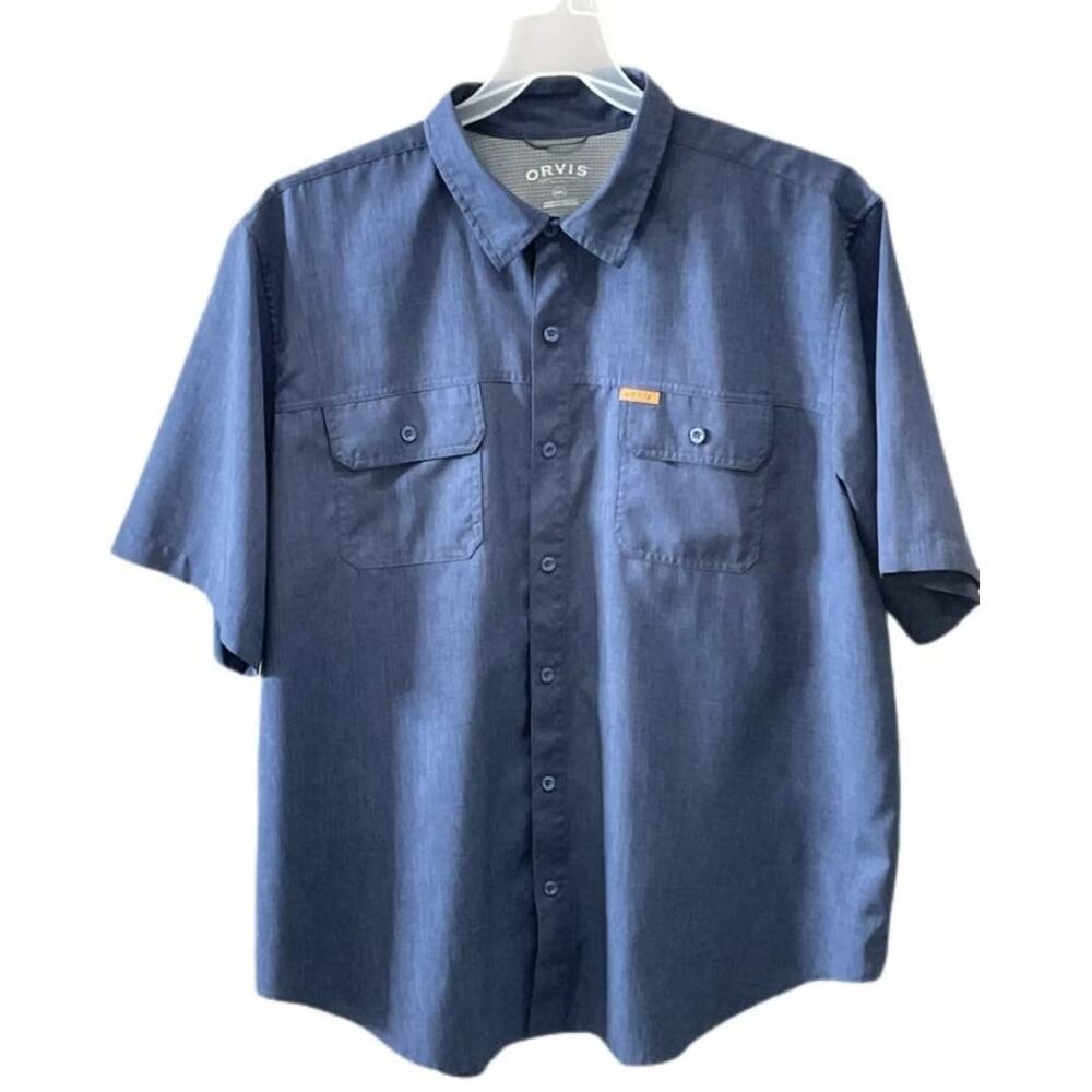 Orvis Shirt Men's M Tech Chambray Work Active Fit Trout Bum Vented Fishing